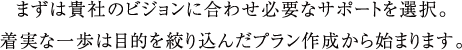 まずは貴社のビジョンに合わせ必要なサポートを選択
